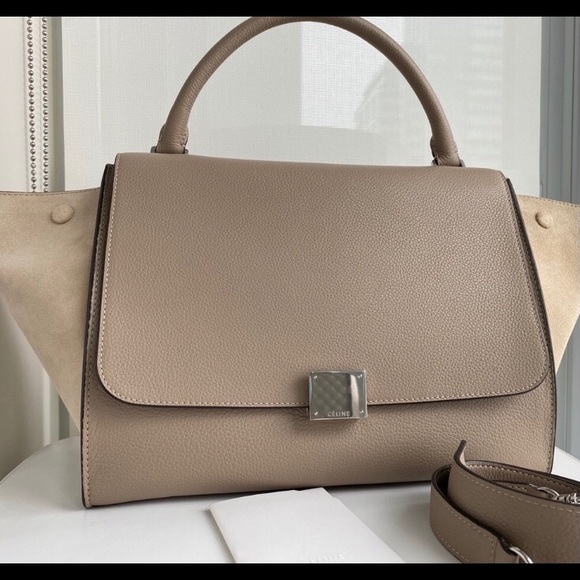 CELINE Taupe Medium Trapeze Bag - Picture 1 of 12